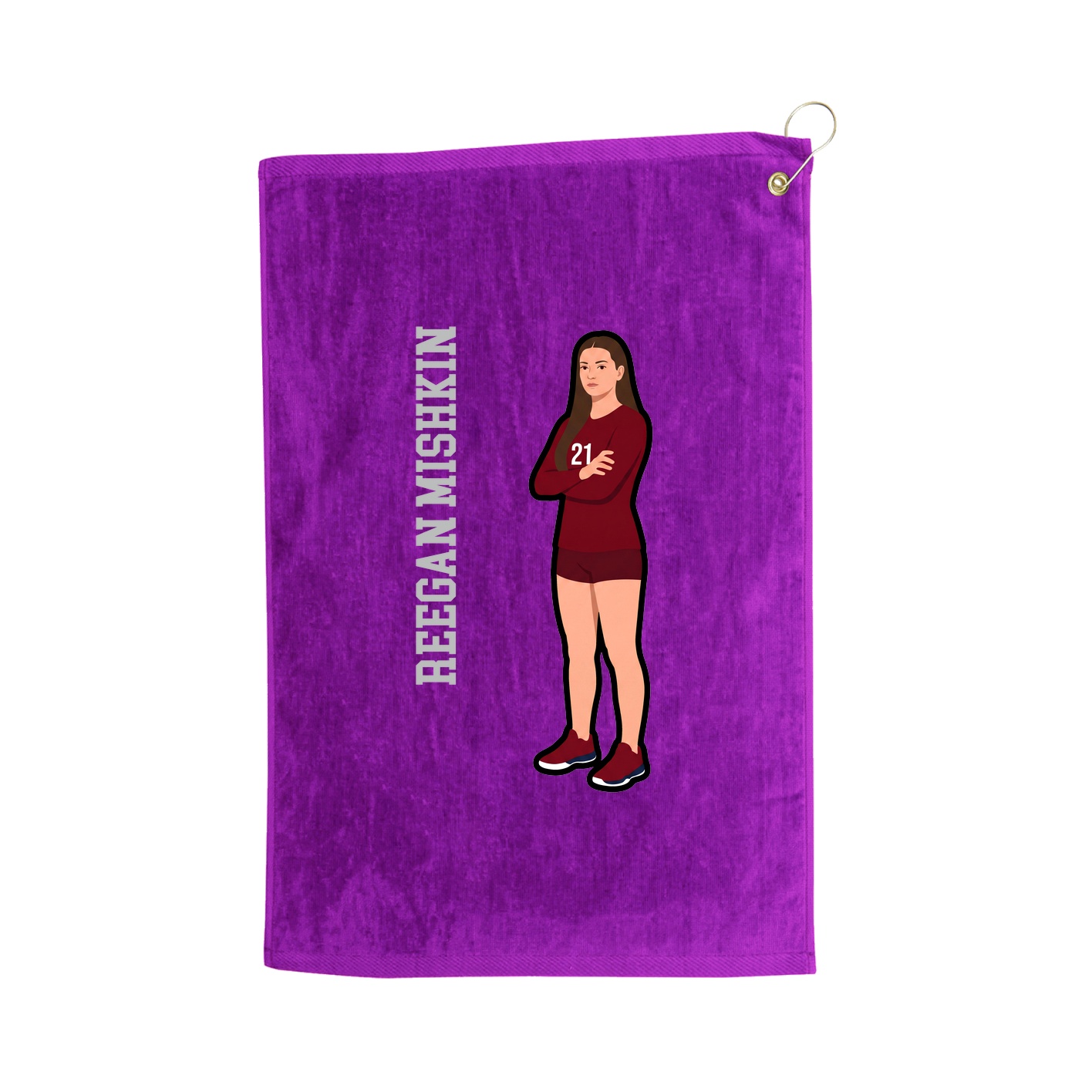 Golf Towel — Name Vertical in Purple