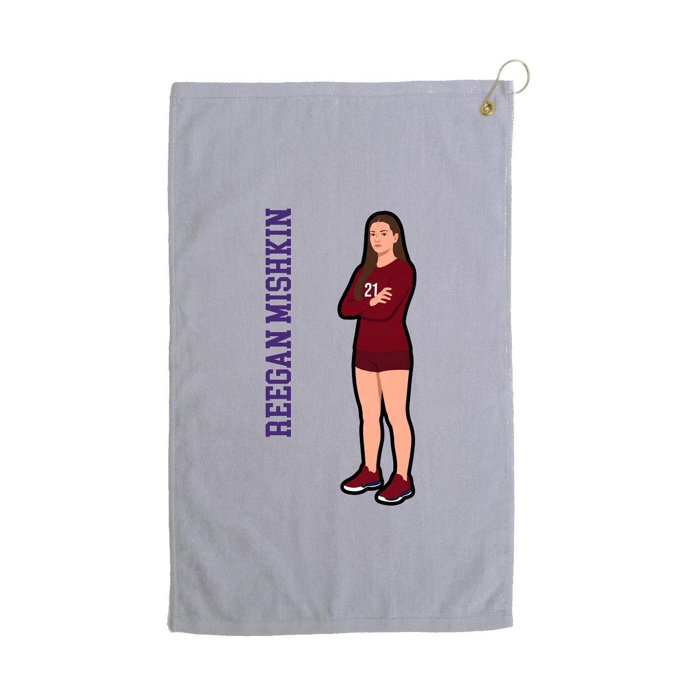 Golf Towel — Name Vertical in Grey