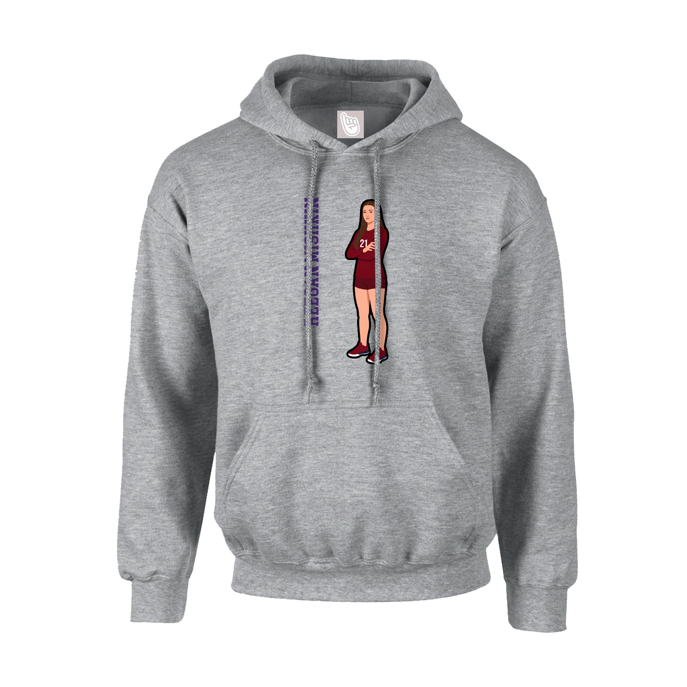 Hoodie — Name Vertical in Grey