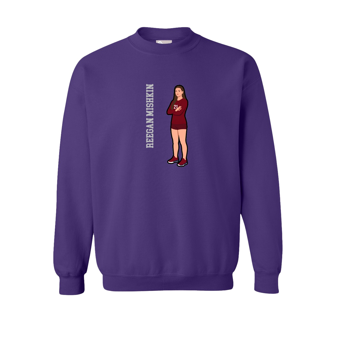Fleece Crew — Name Vertical in Purple