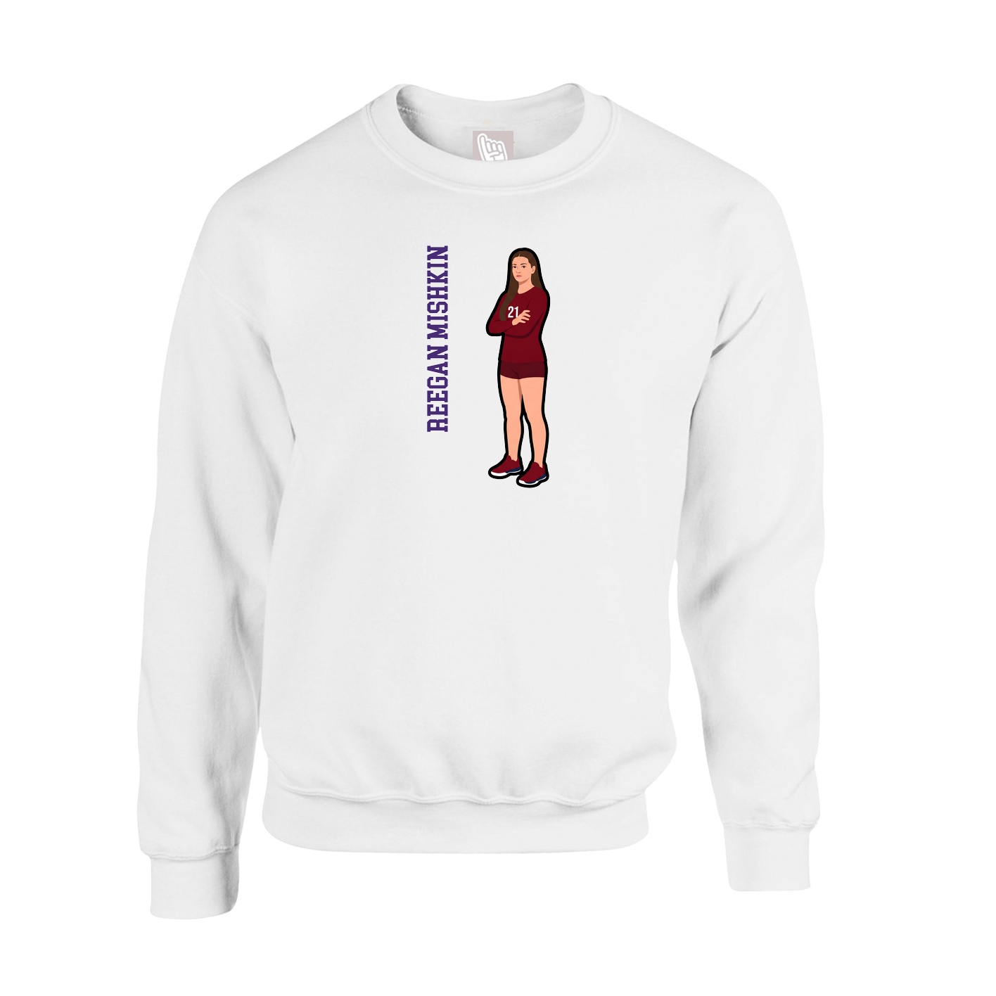 Fleece Crew — Name Vertical in White