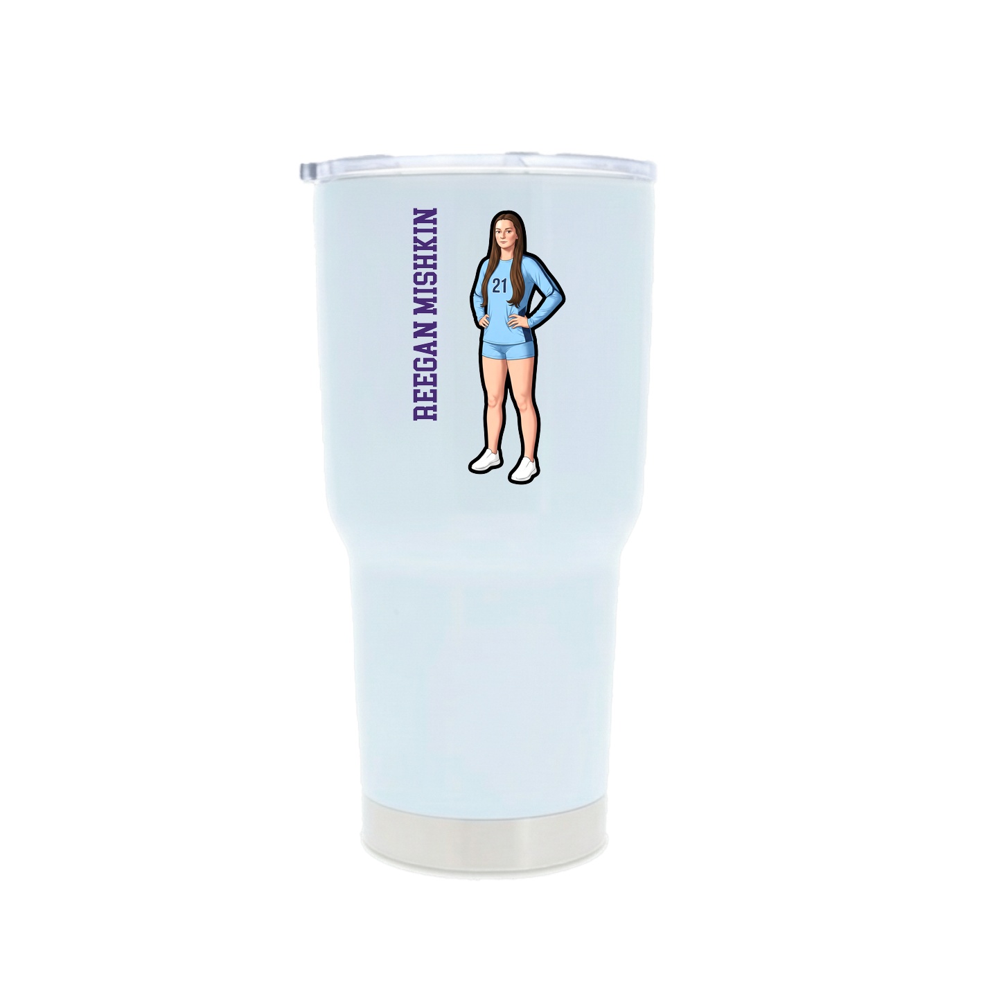 30oz Stainless Steel Tumbler — Name Vertical in White