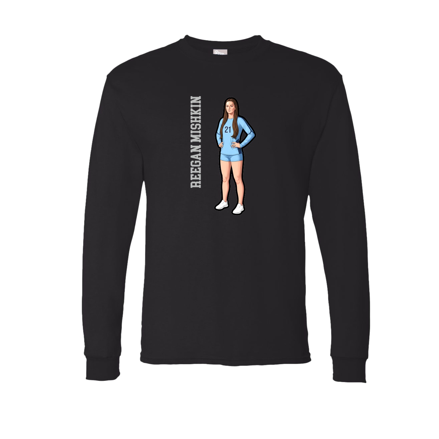 Long Sleeve Tee — Name Vertical in Black