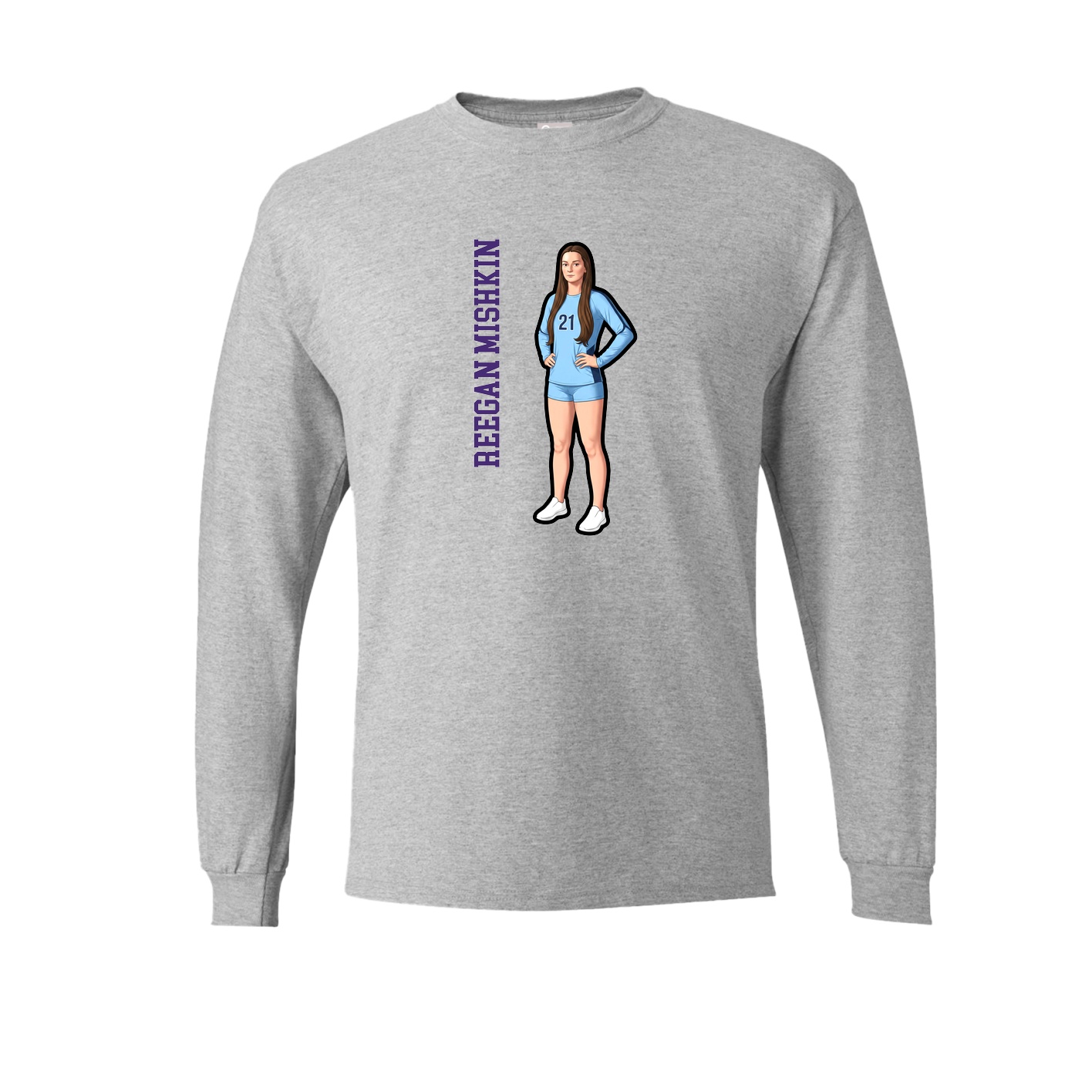 Long Sleeve Tee — Name Vertical in Grey
