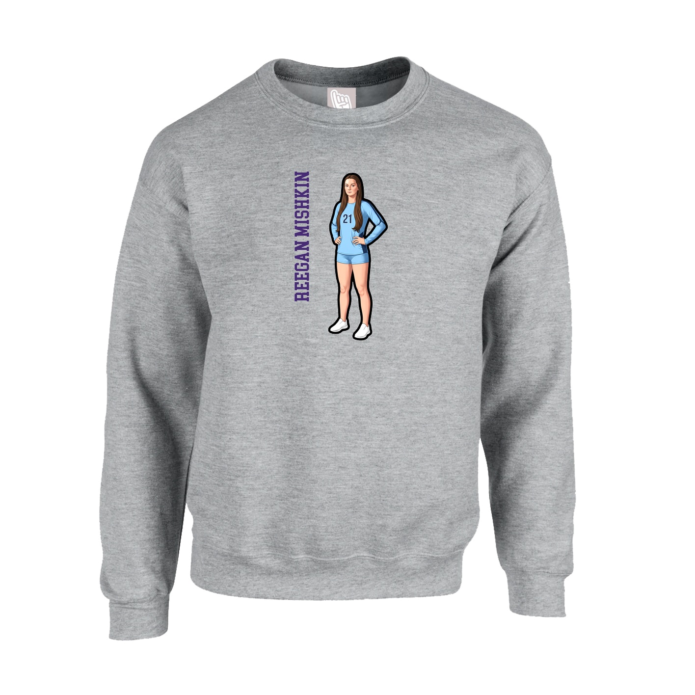 Fleece Crew — Name Vertical in Grey