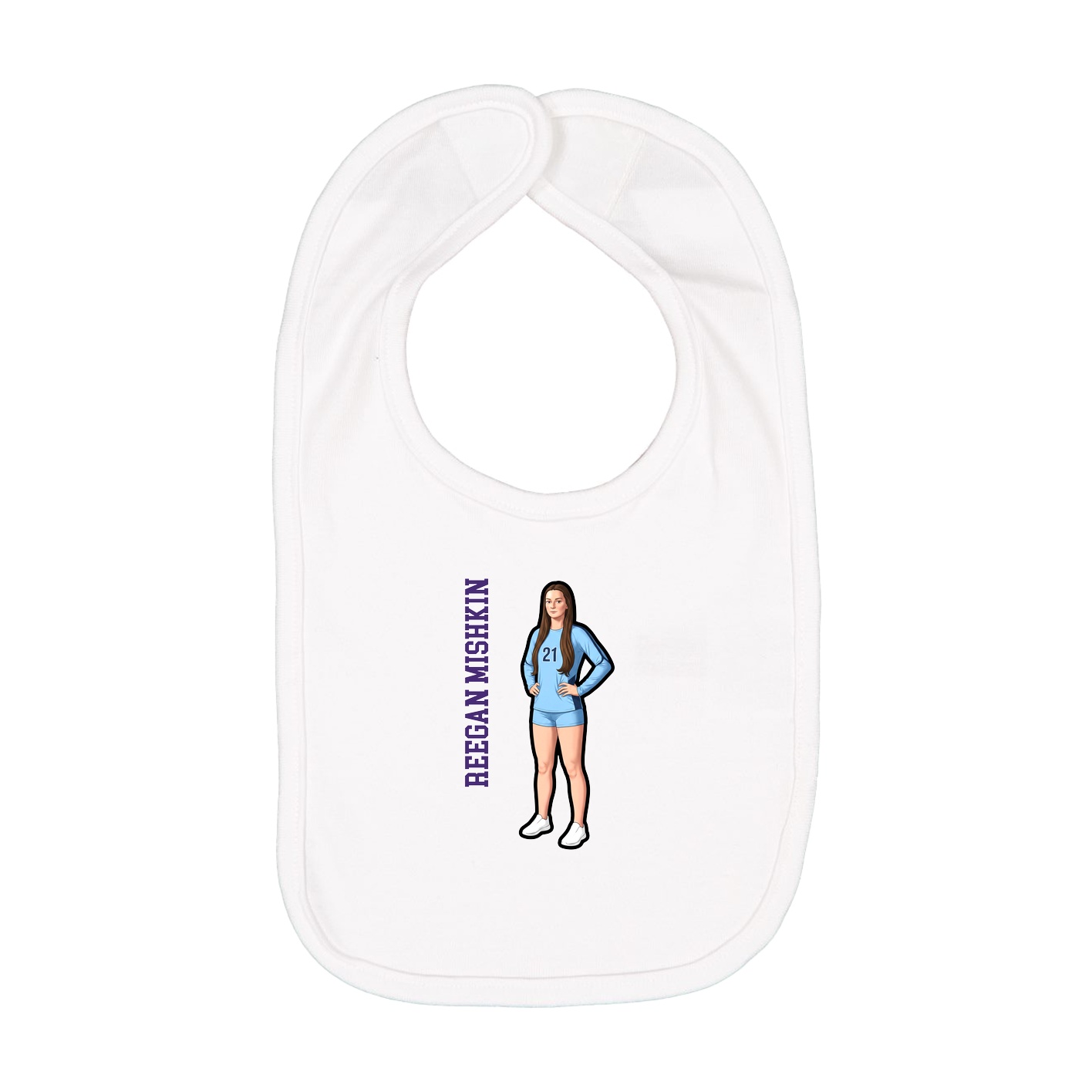 Infant Bib — Name Vertical in White
