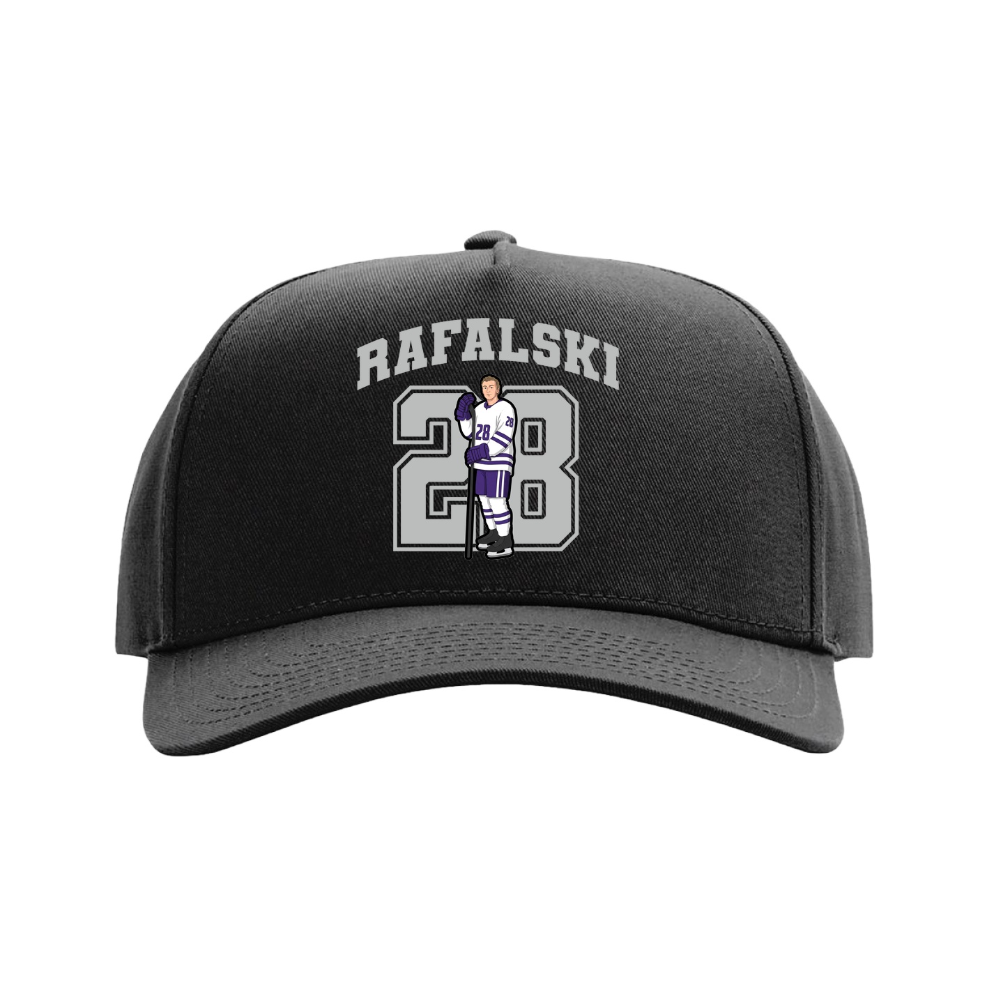 Full Fabric Five-Panel Champ Cap — Number in Black