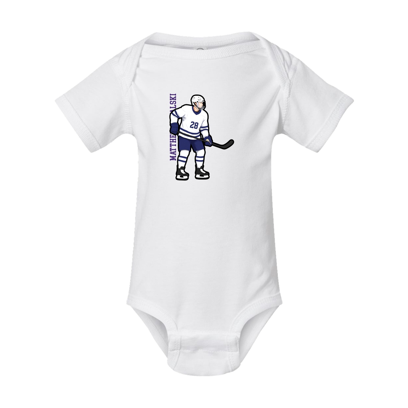 Baby Onesie — Name Vertical in White