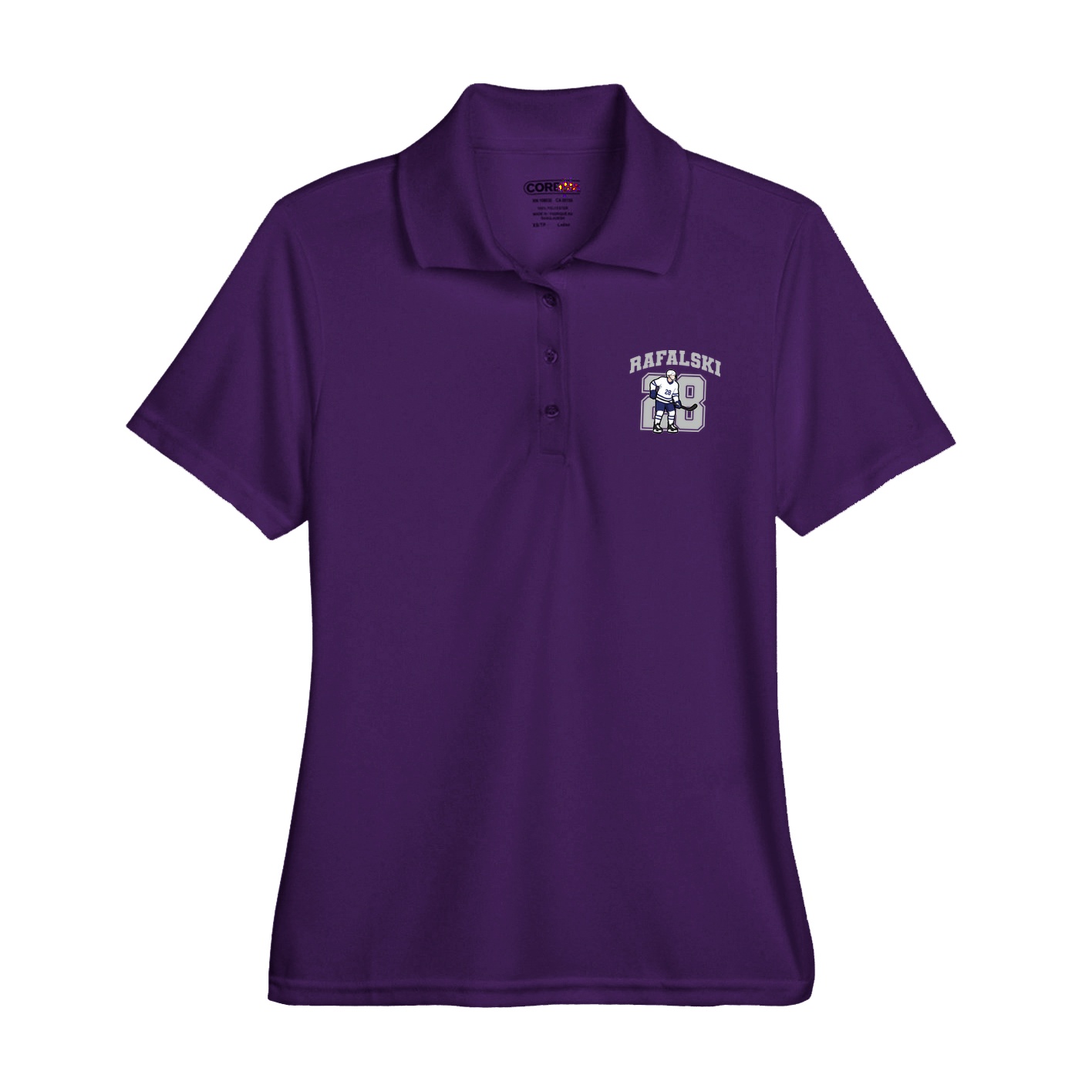 Womens Performance Polo — Number in Purple