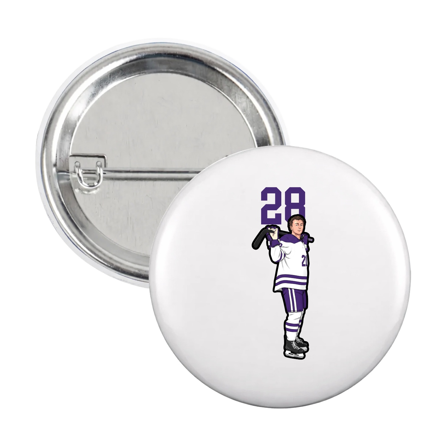 Game Day Button — Number Top in White