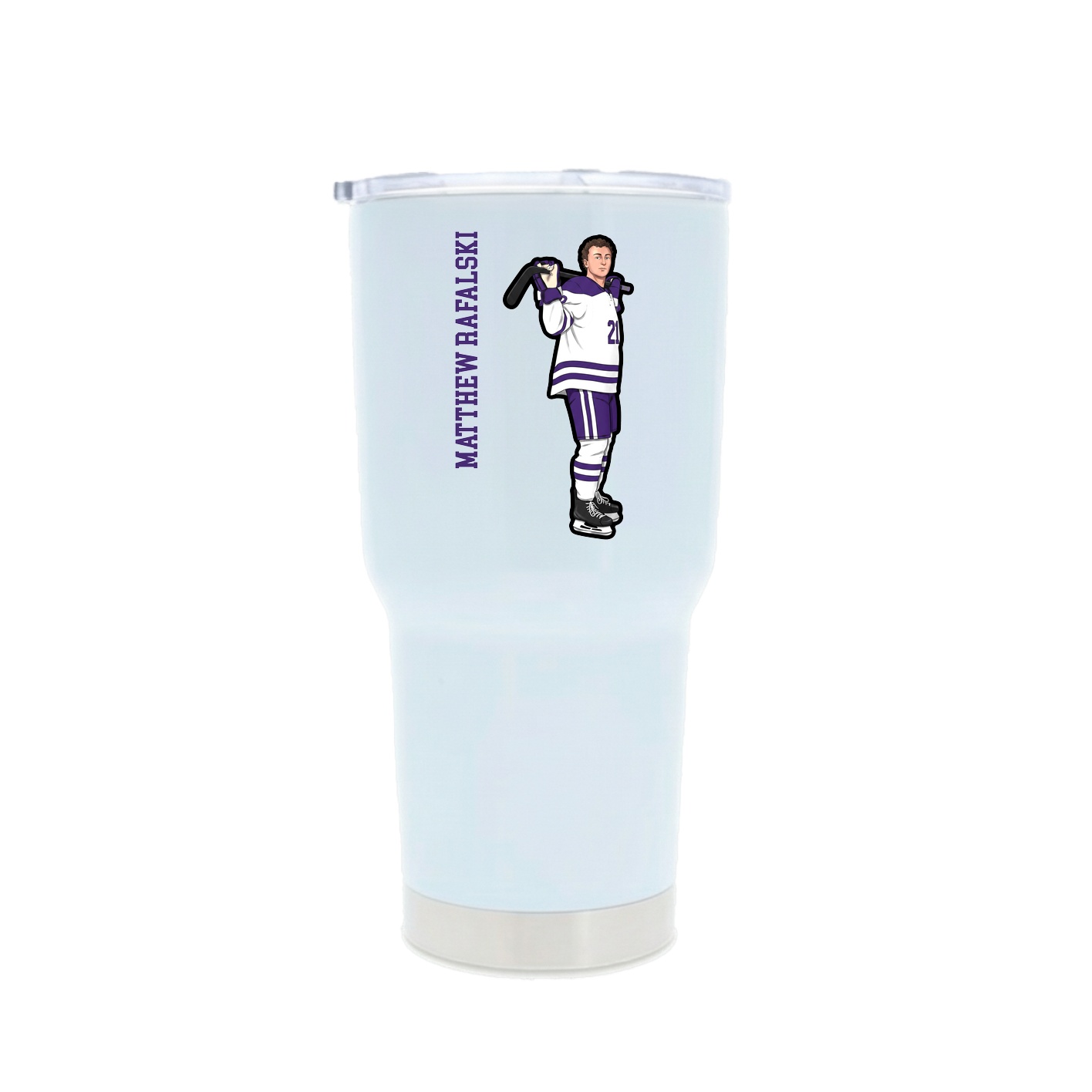 30oz Stainless Steel Tumbler — Name Vertical in White