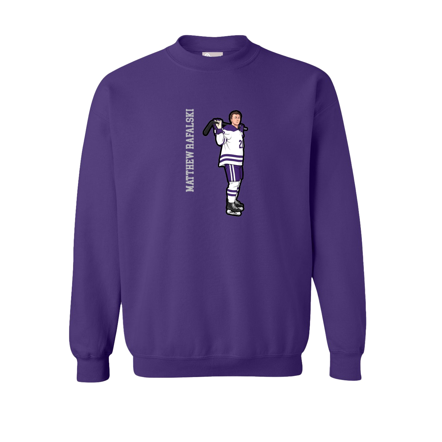 Fleece Crew — Name Vertical in Purple