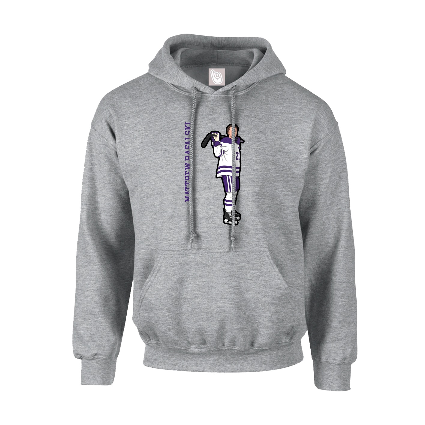 Youth Hoodie — Name Vertical in Grey