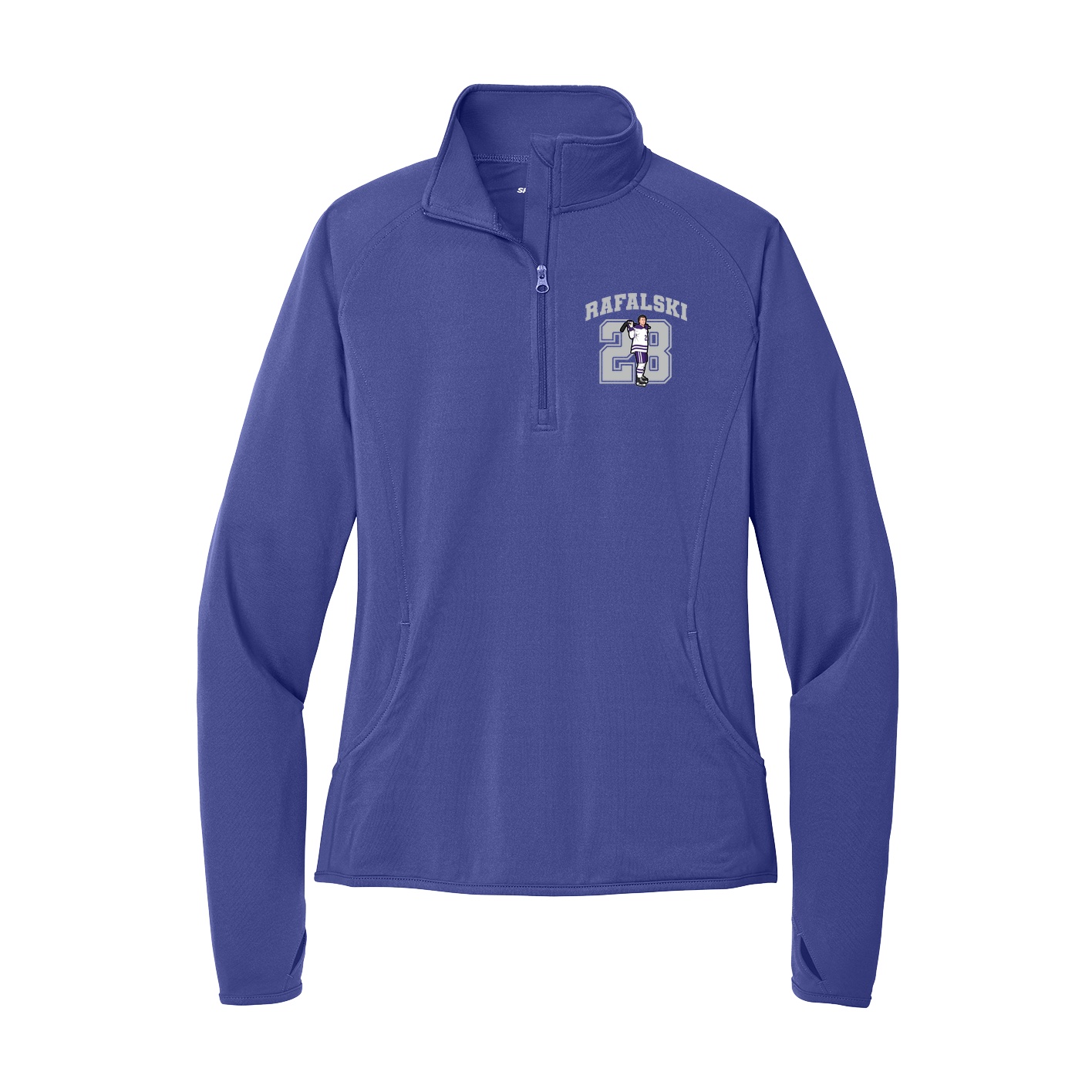 Women's Q-Zip Pullover — Number in Purple