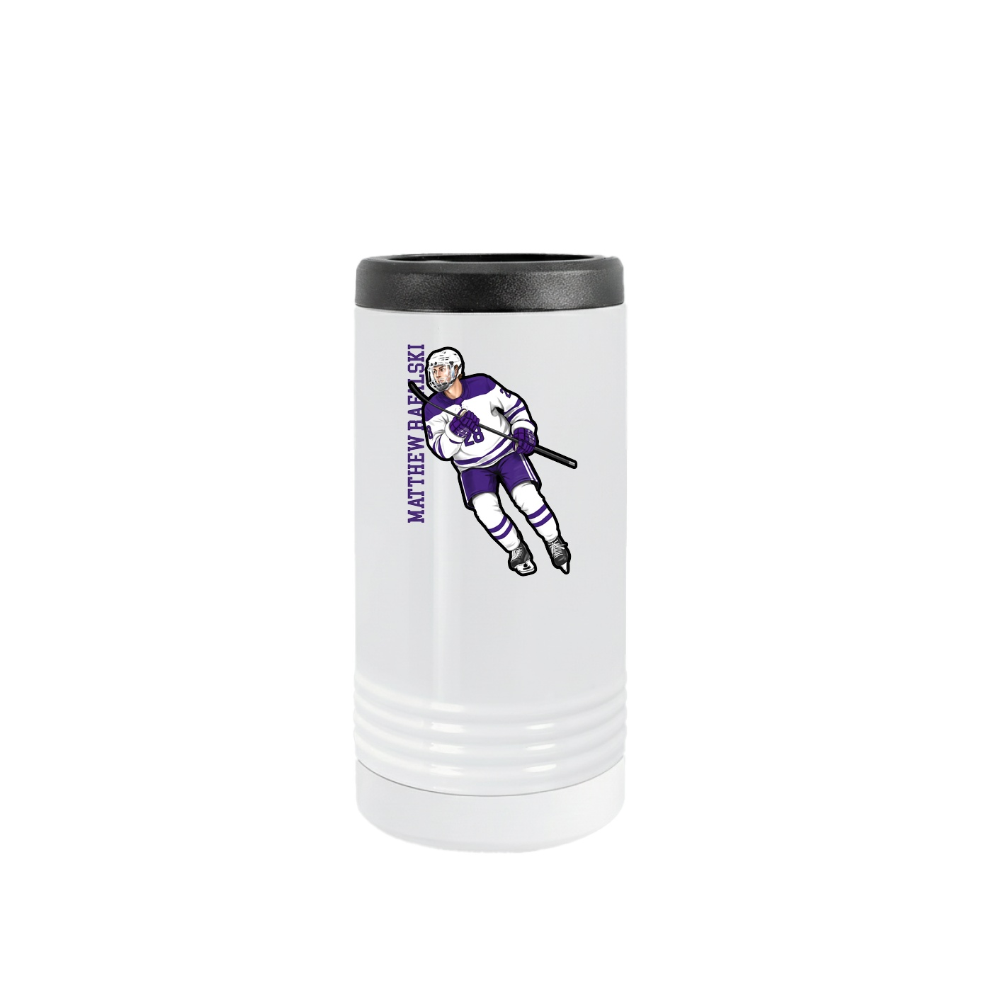 Slim Beverage Holder — Name Vertical in White
