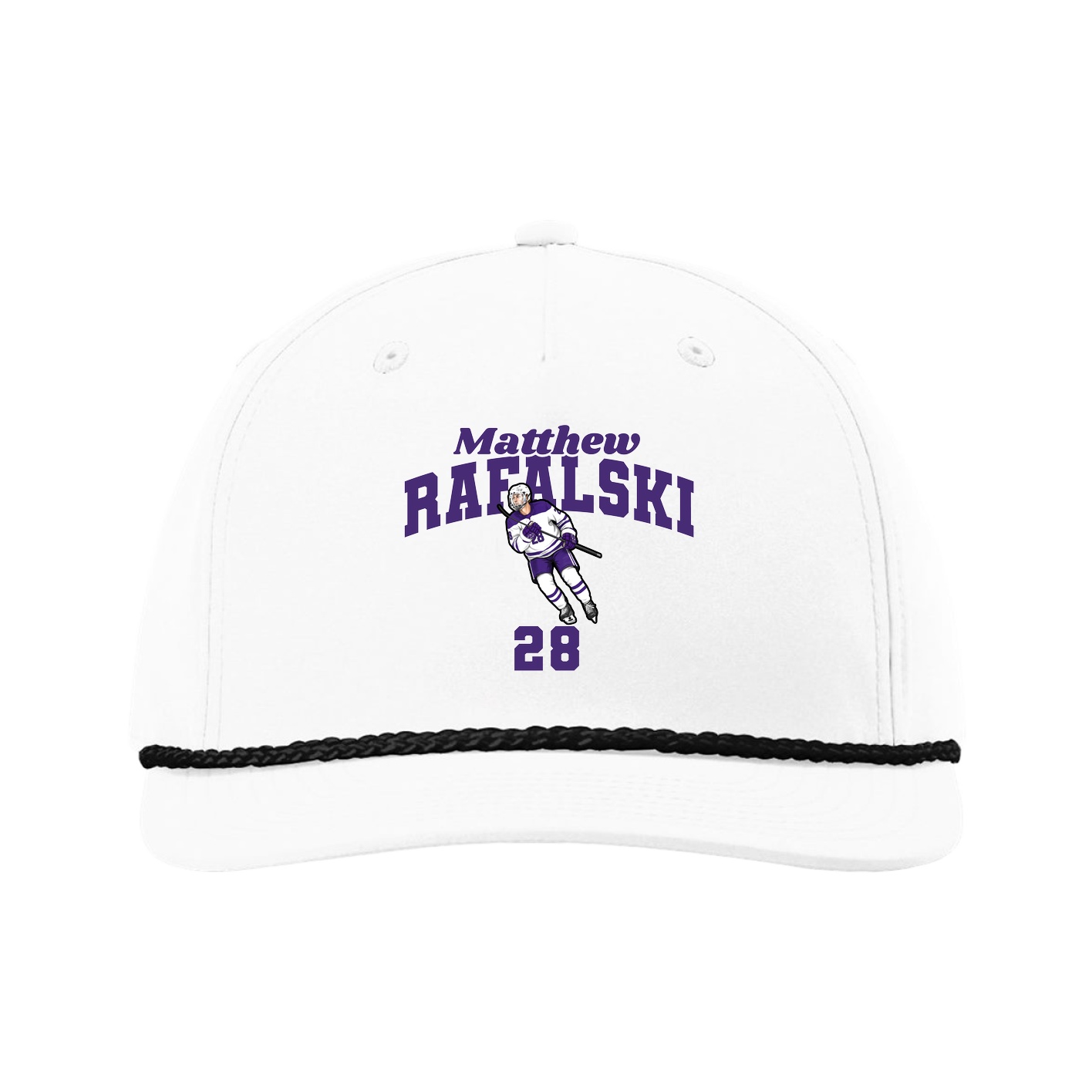 Five-Panel Classic Rope Cap — Signature Arch in White