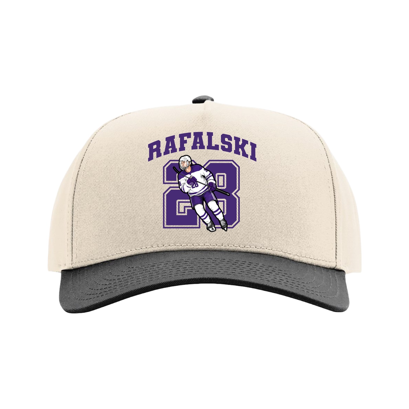 Full Fabric Five-Panel Champ Cap — Number in Cream/Black