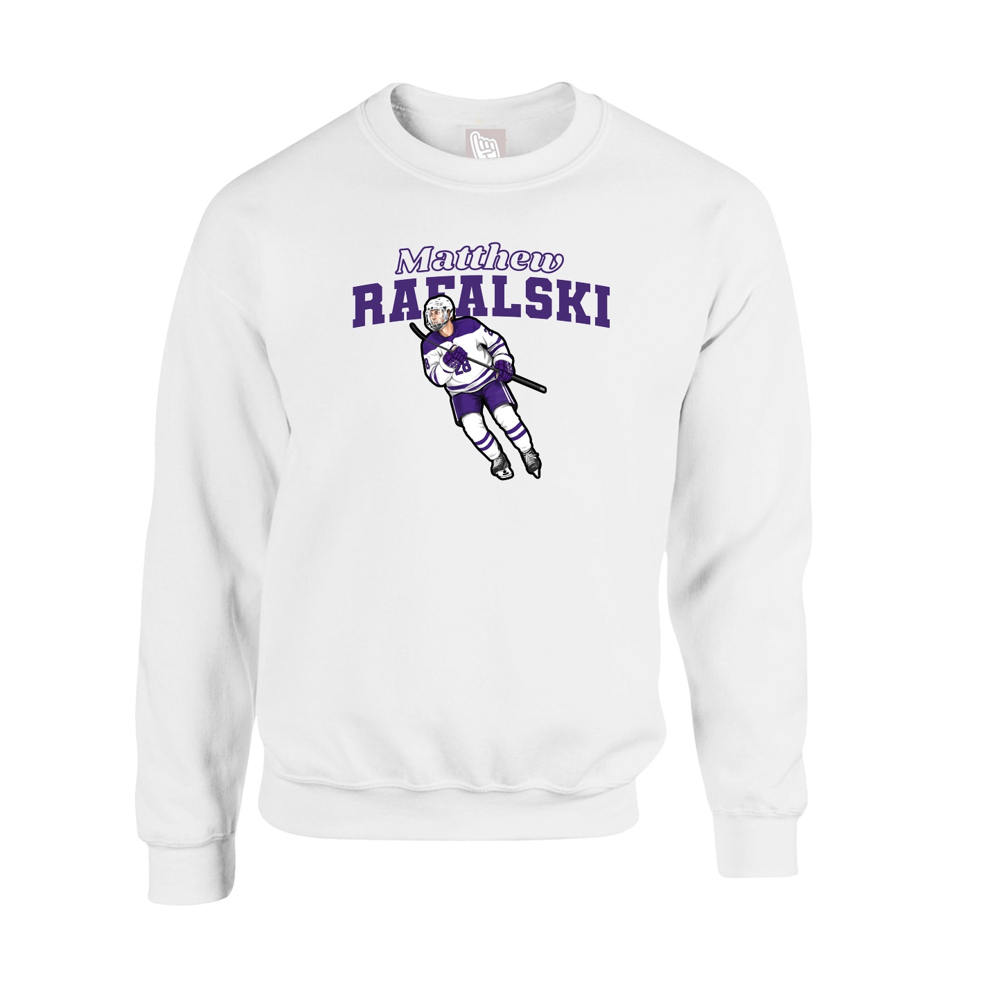 Fleece Crew — Name Arch in White