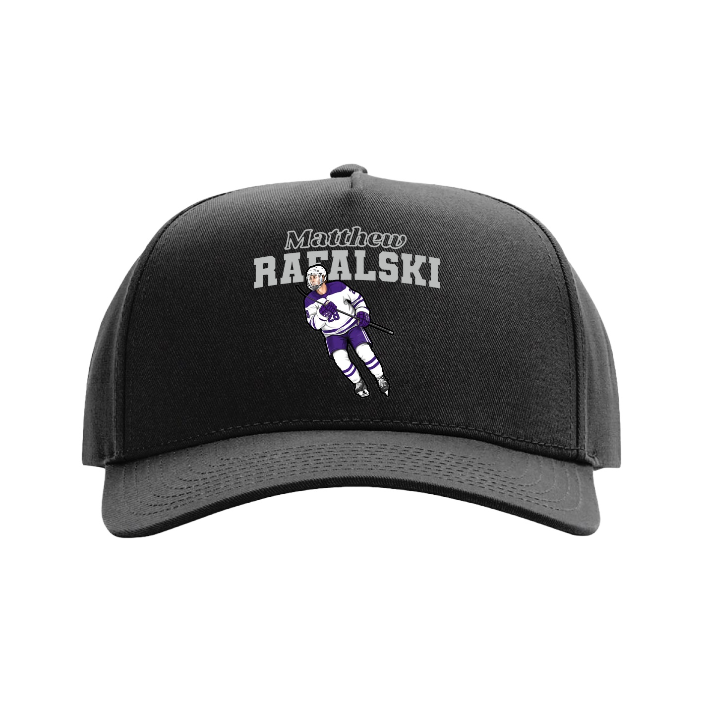 Full Fabric Five-Panel Champ Cap — Name Arch in Black