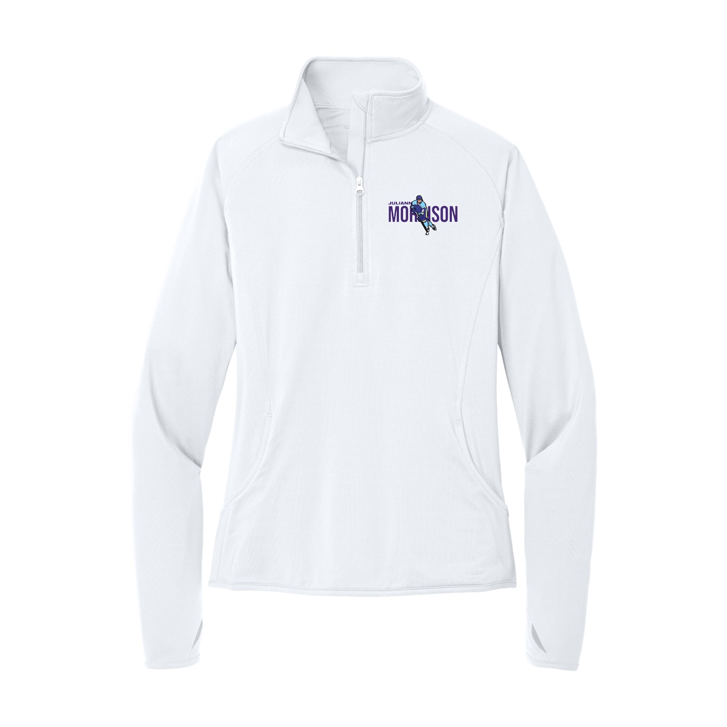 Women's Q-Zip Pullover — Player Name in White