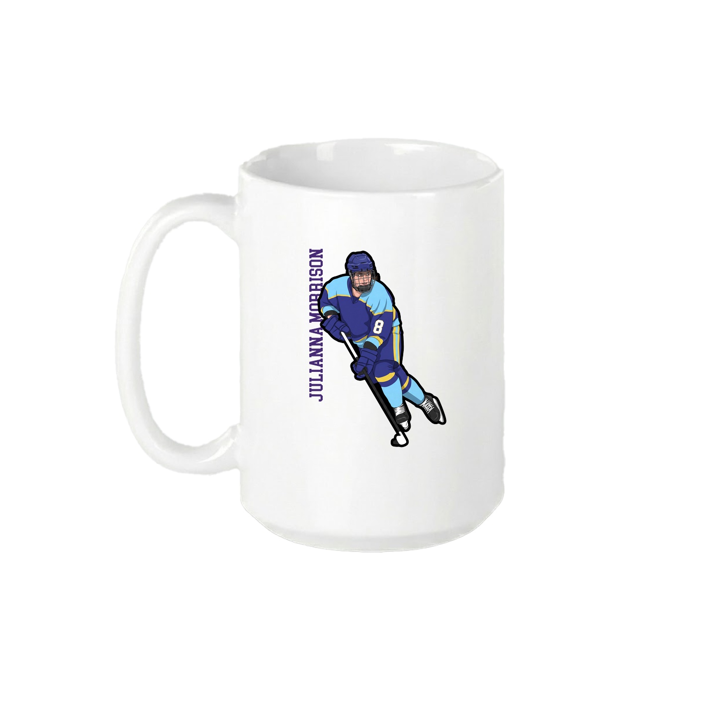 15oz Coffee Mug — Name Vertical in White