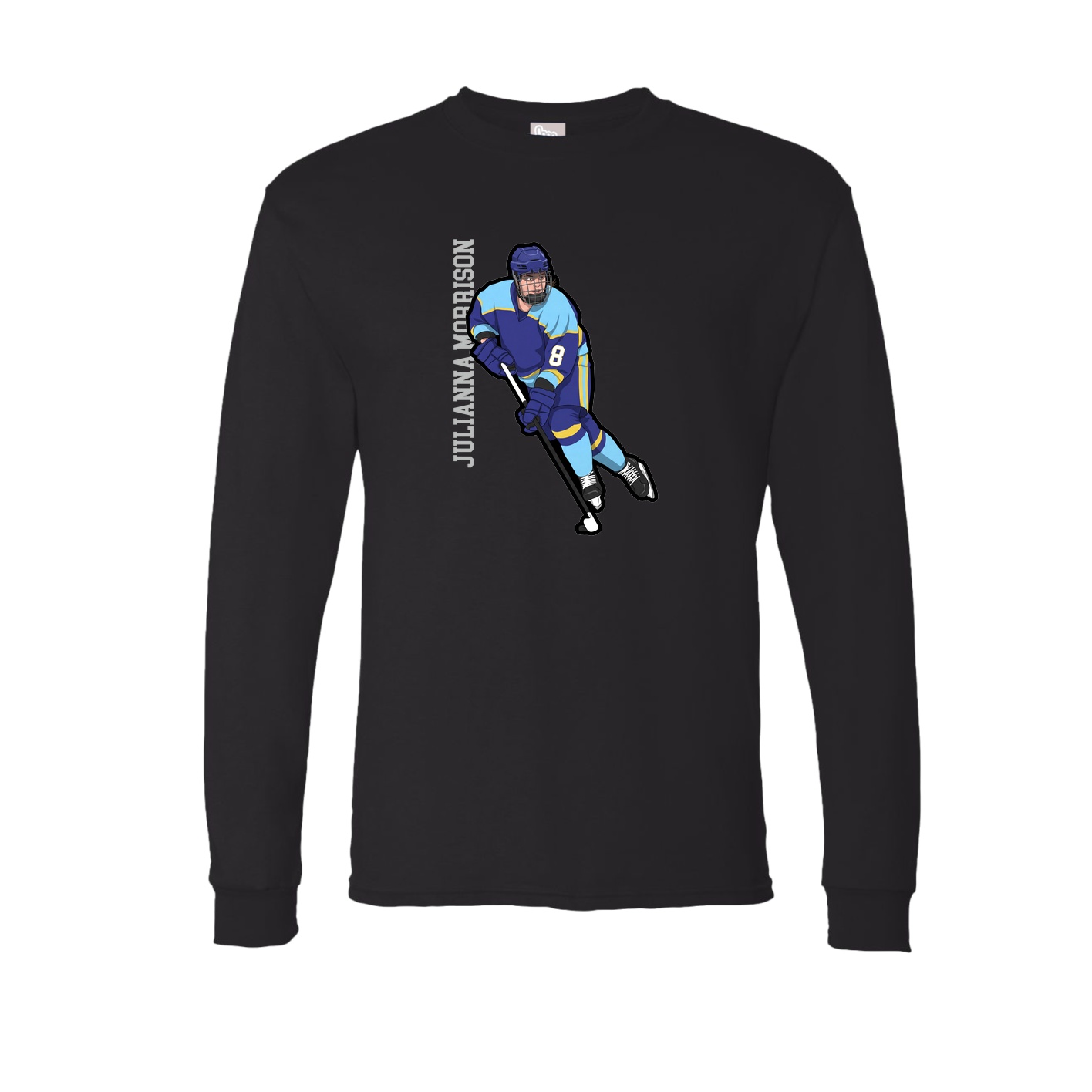 Long Sleeve Tee — Name Vertical in Black