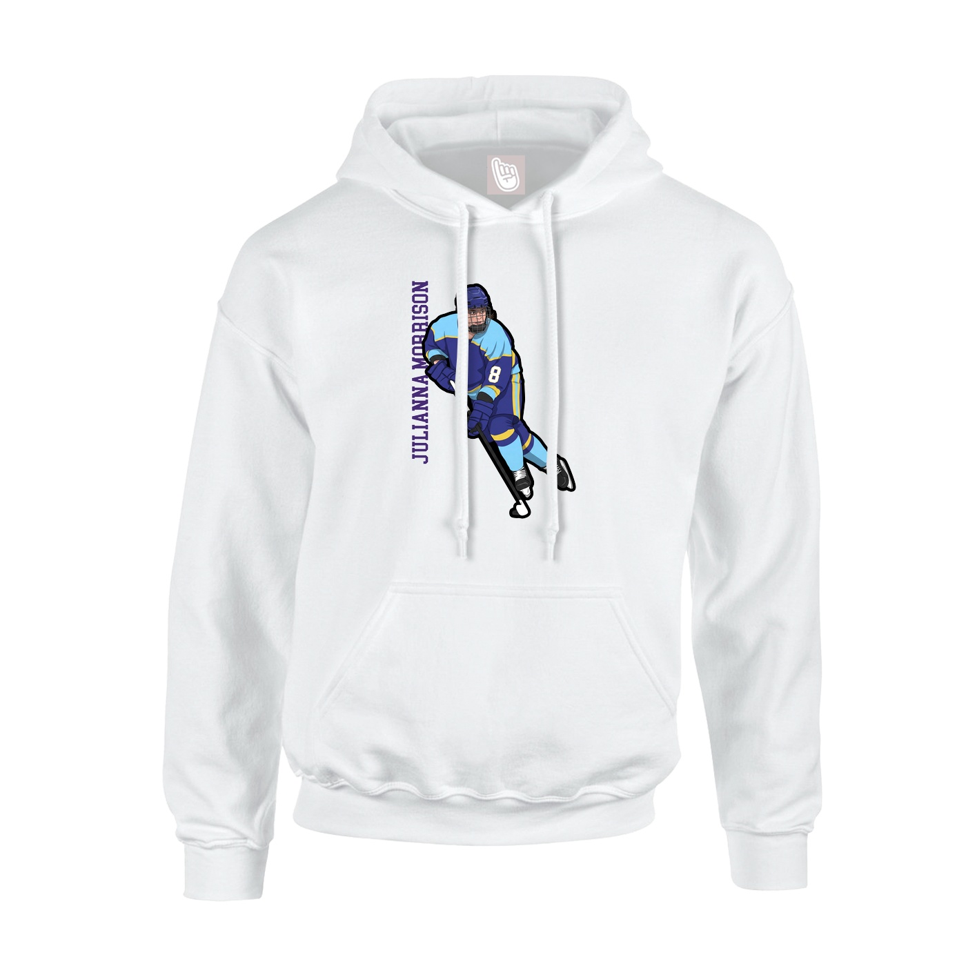 Youth Hoodie — Name Vertical in White