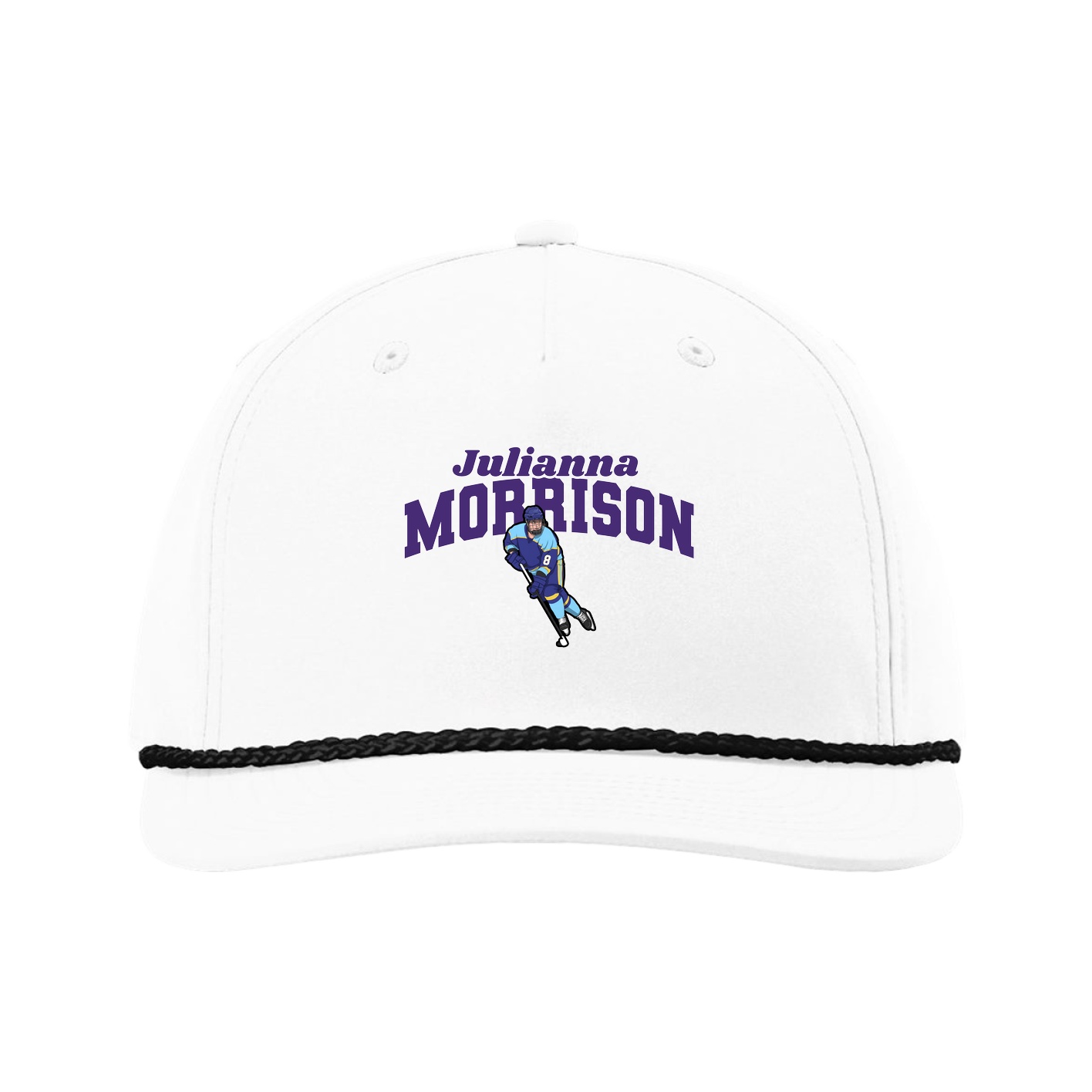 Five-Panel Classic Rope Cap — Signature Arch in White