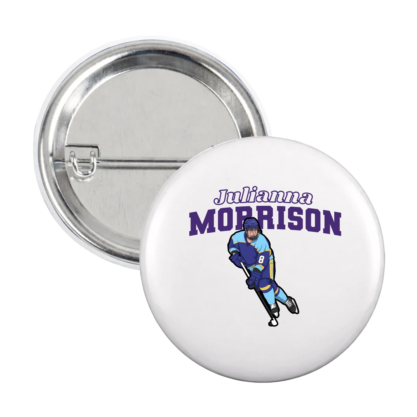Game Day Button — Name Arch in White