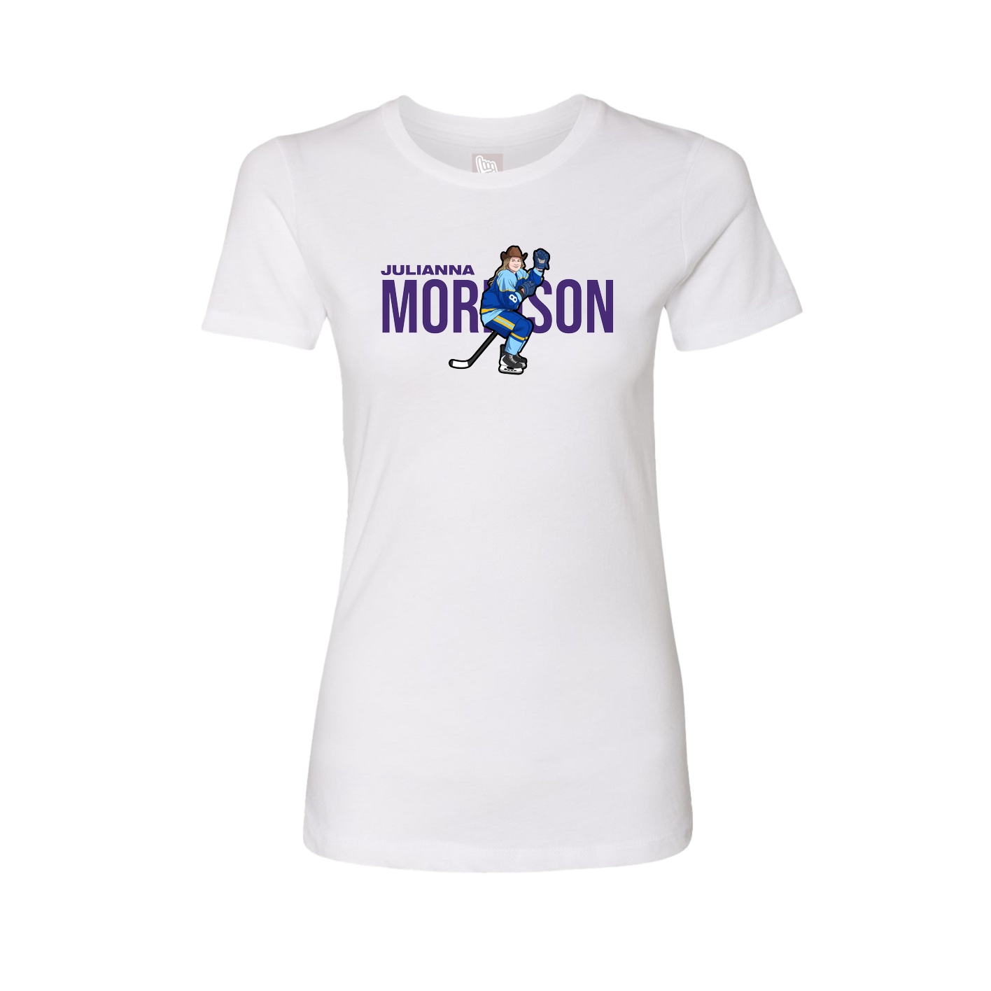 Fitted Women's Tee — Player Name in White
