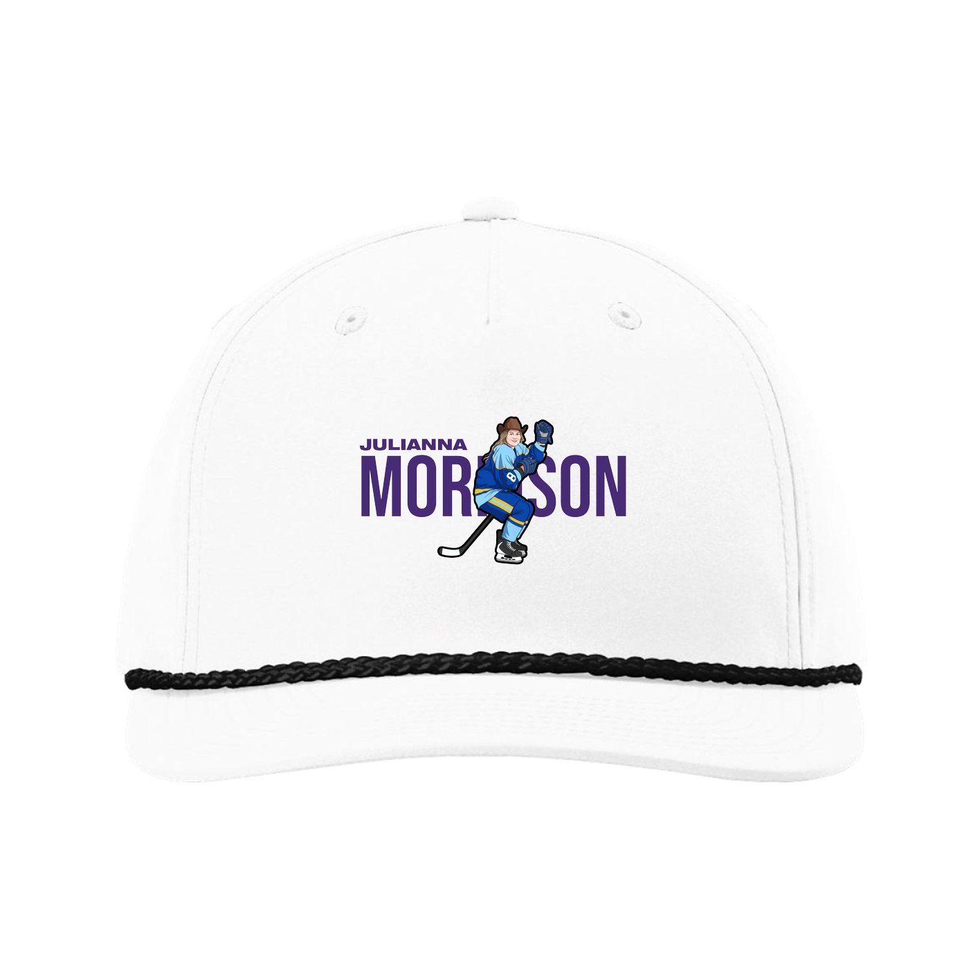 Five-Panel Classic Rope Cap — Player Name in White