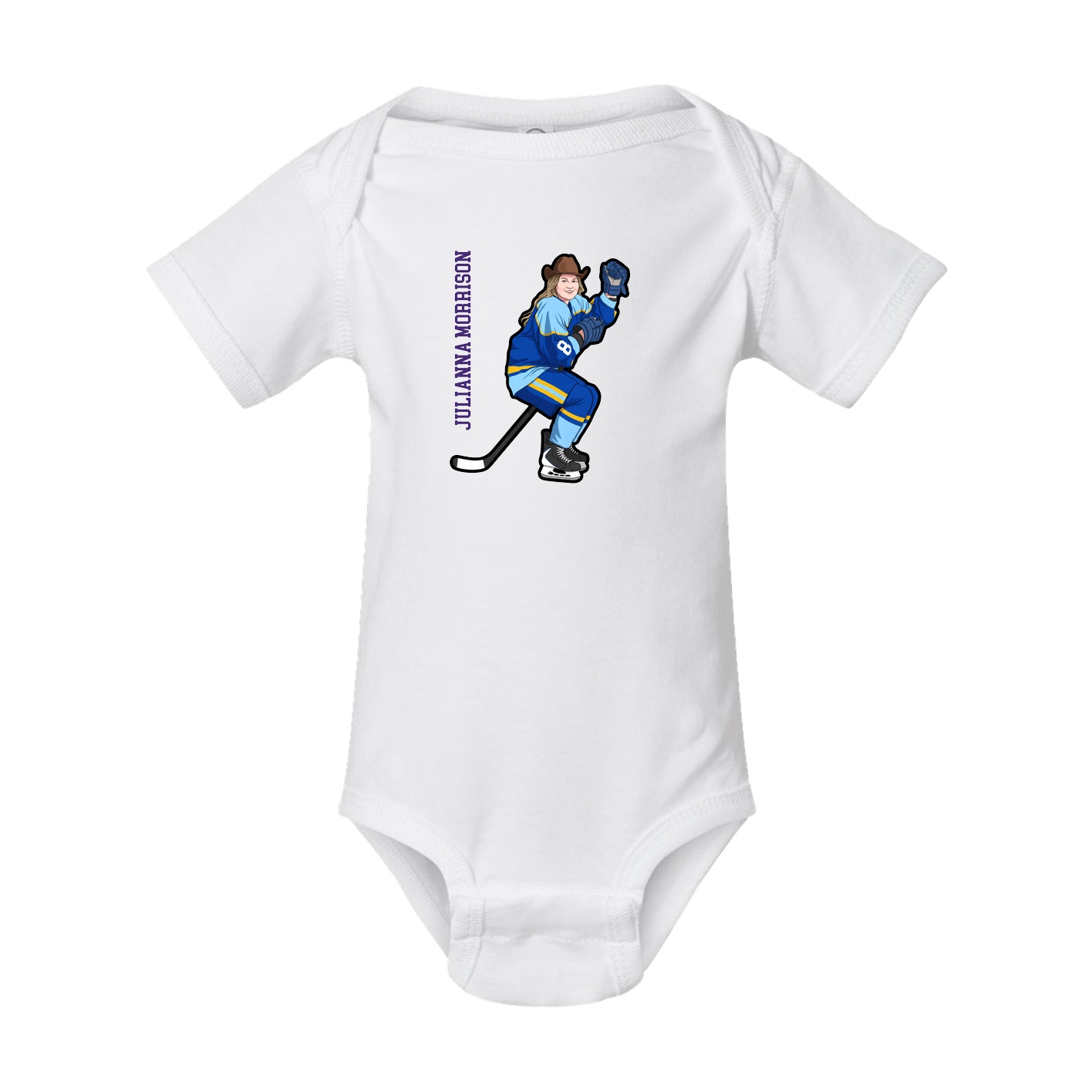 Baby Onesie — Name Vertical in White