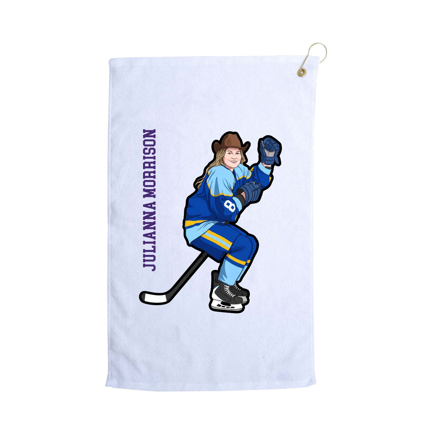 Golf Towel — Name Vertical in White