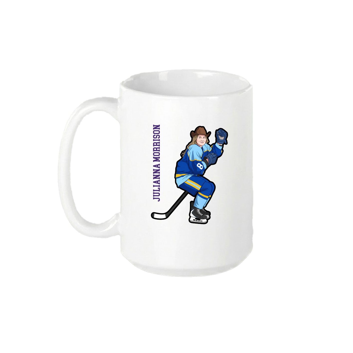 15oz Coffee Mug — Name Vertical in White