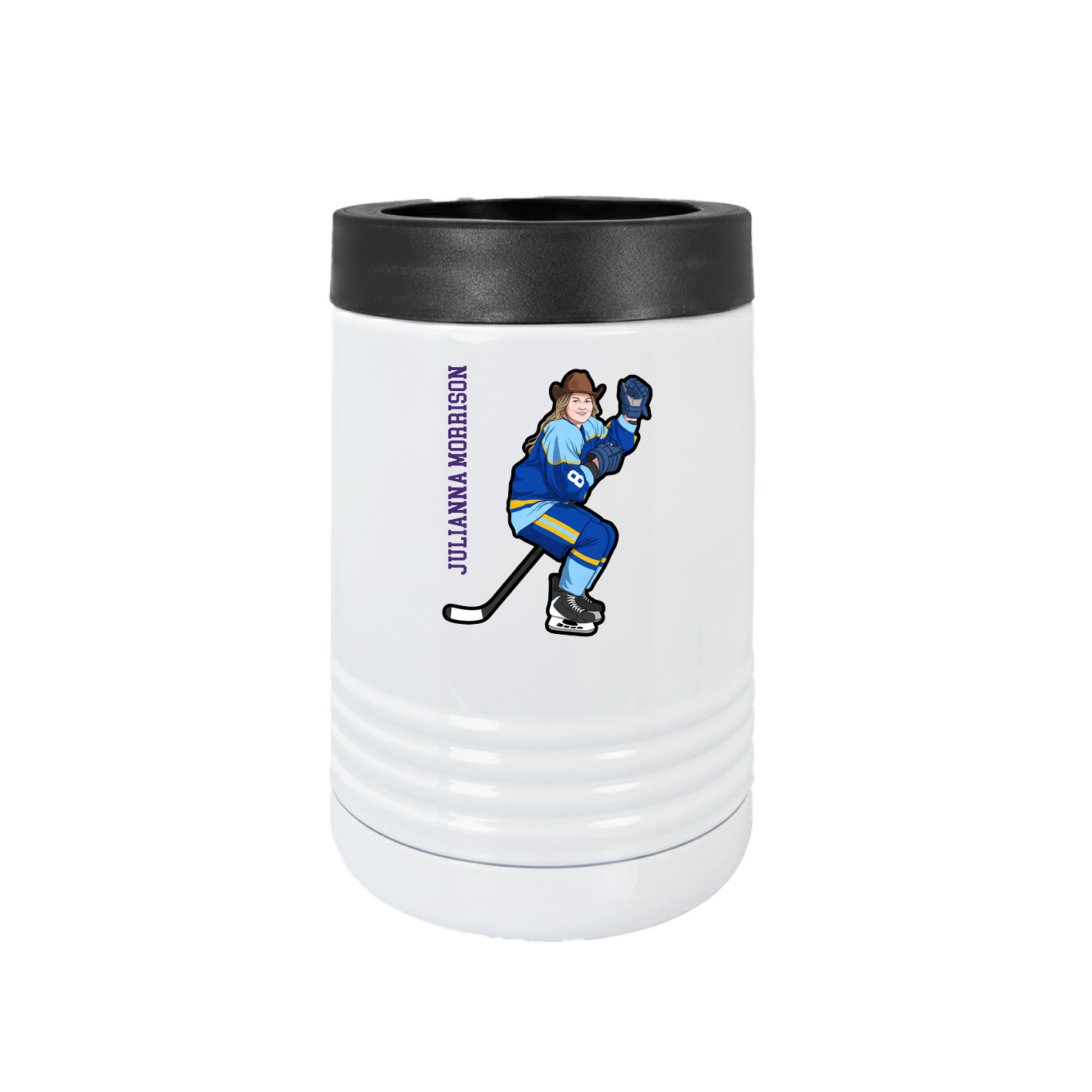 Beverage Holder — Name Vertical in White
