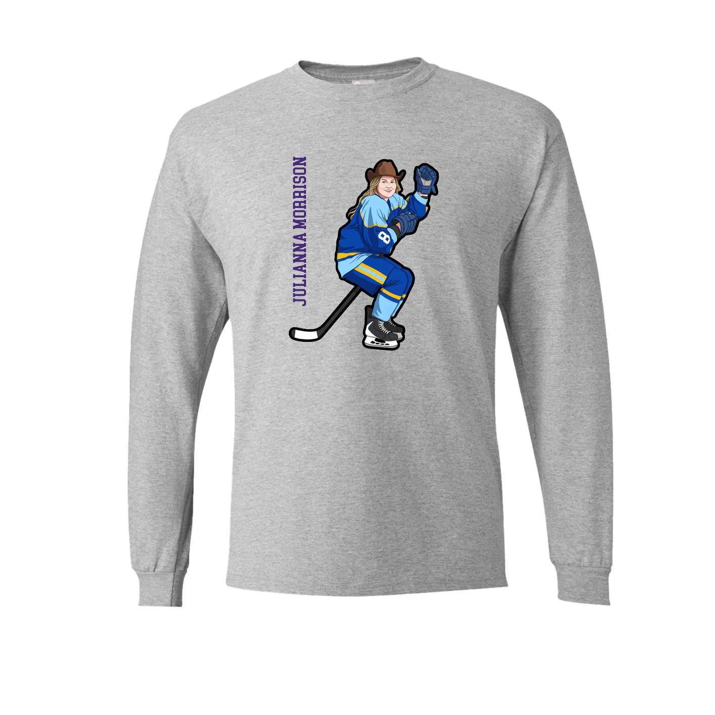 Long Sleeve Tee — Name Vertical in Grey