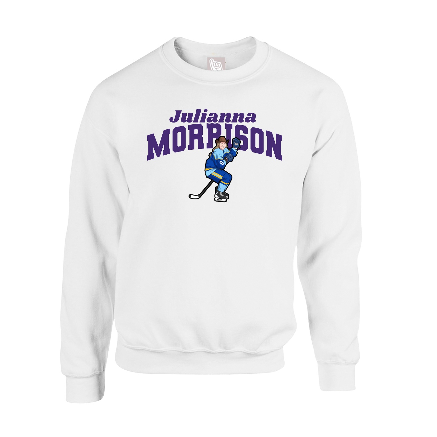 Fleece Crew — Signature Arch in White