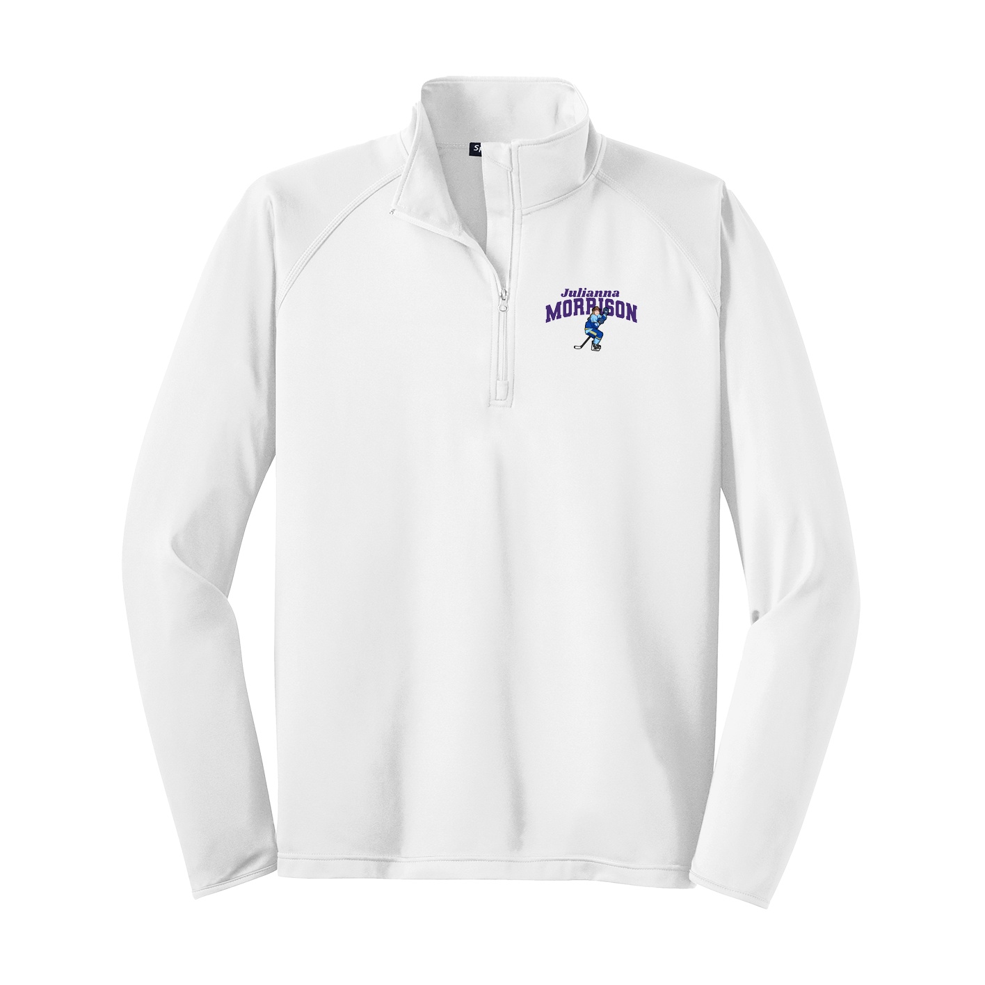 Q-Zip Pullover — Signature Arch in White