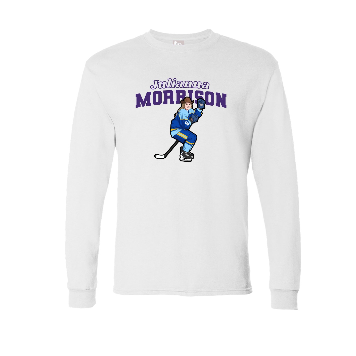 Long Sleeve Tee — Name Arch in White