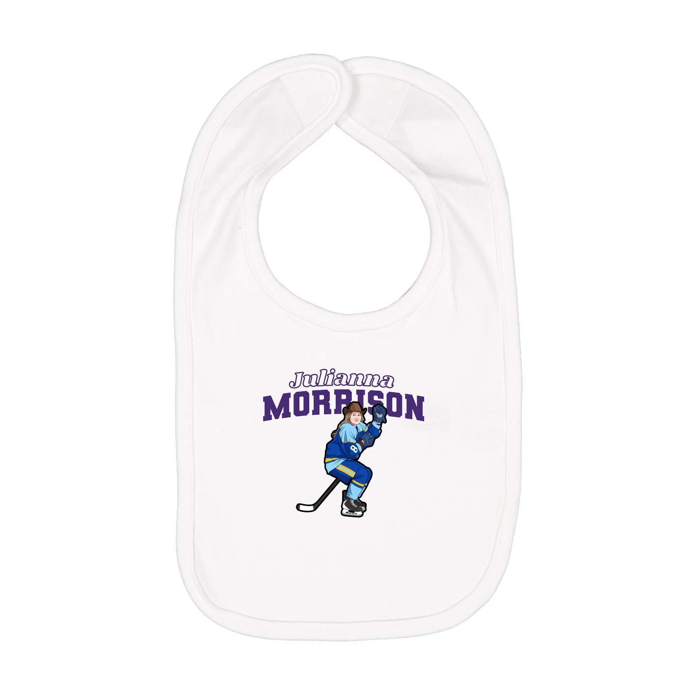 Infant Bib — Name Arch in White