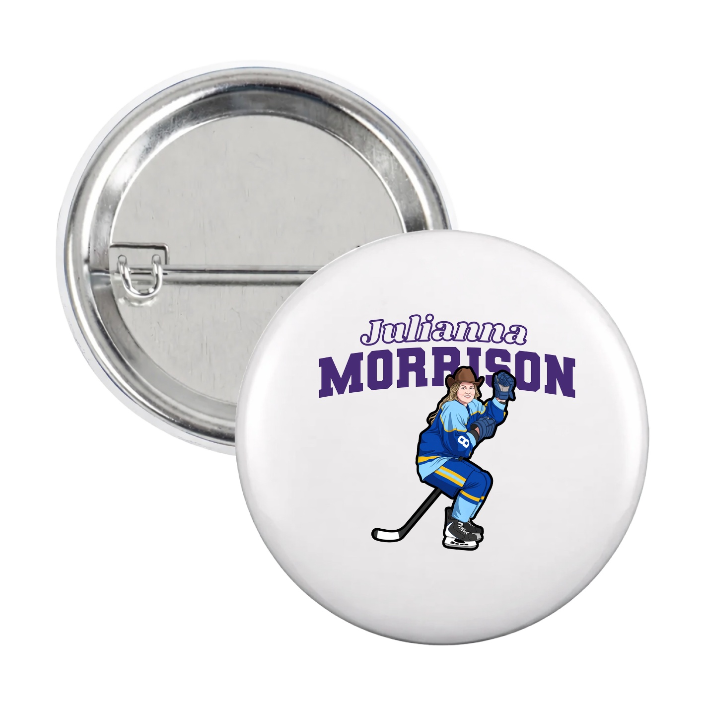 Game Day Button — Name Arch in White