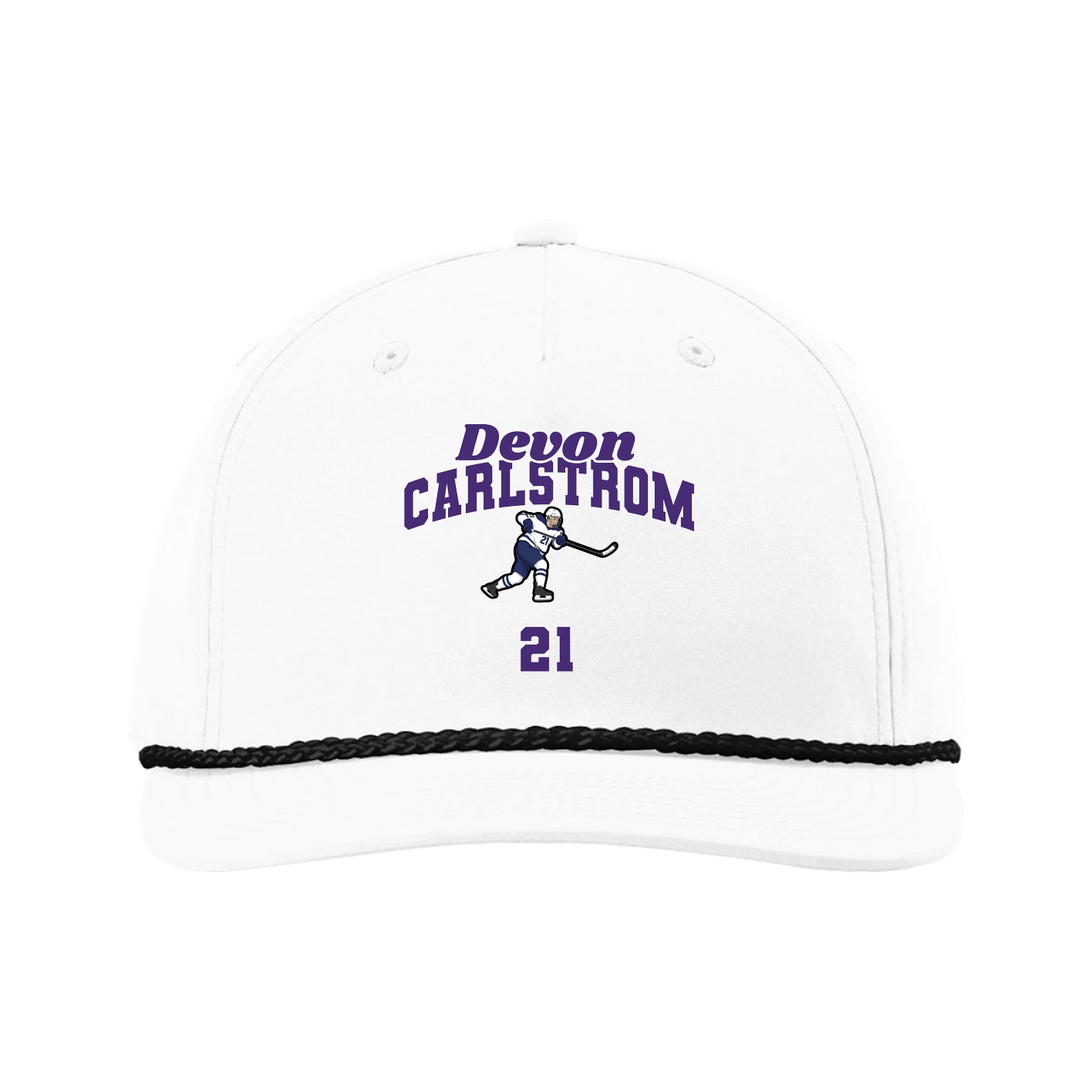 Five-Panel Classic Rope Cap — Signature Arch in White
