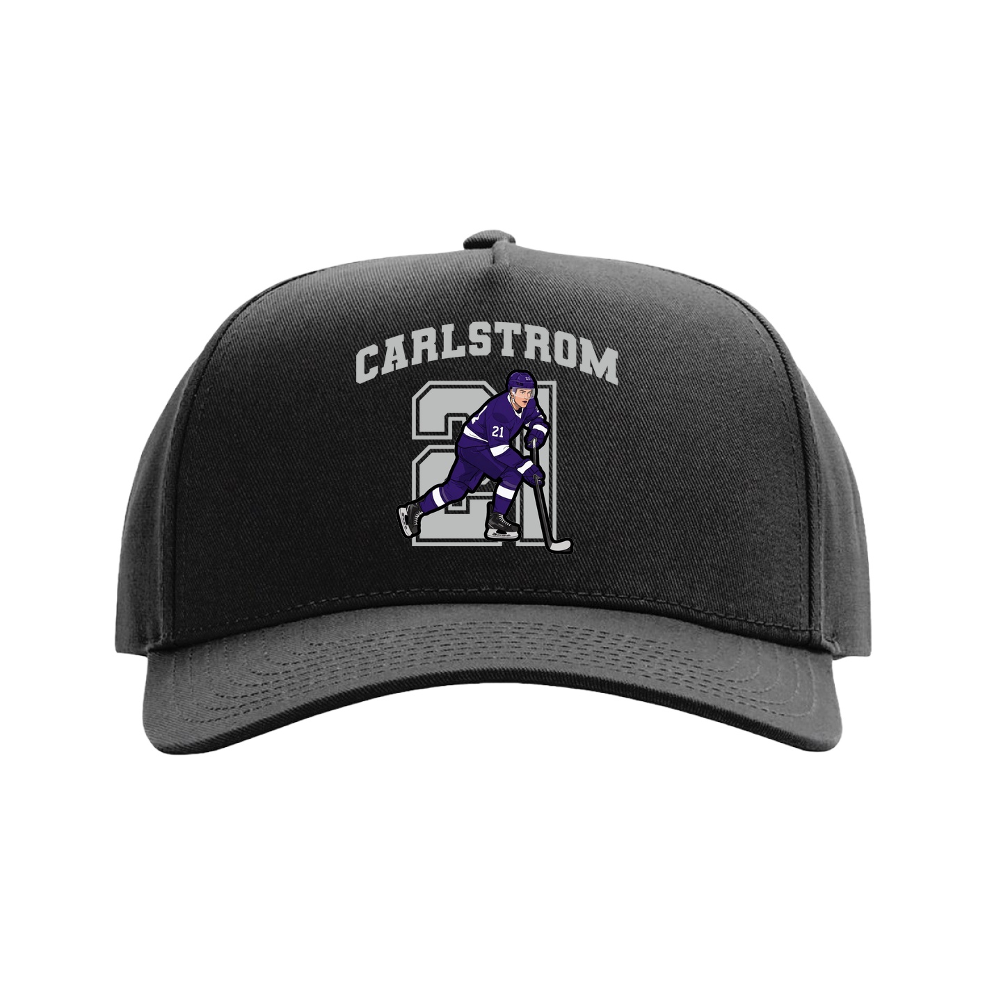 Full Fabric Five-Panel Champ Cap — Number in Black