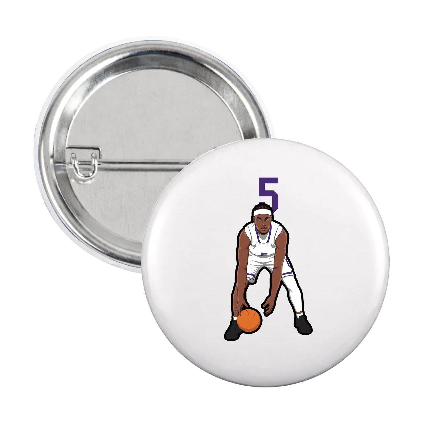 Game Day Button — Number Top in White