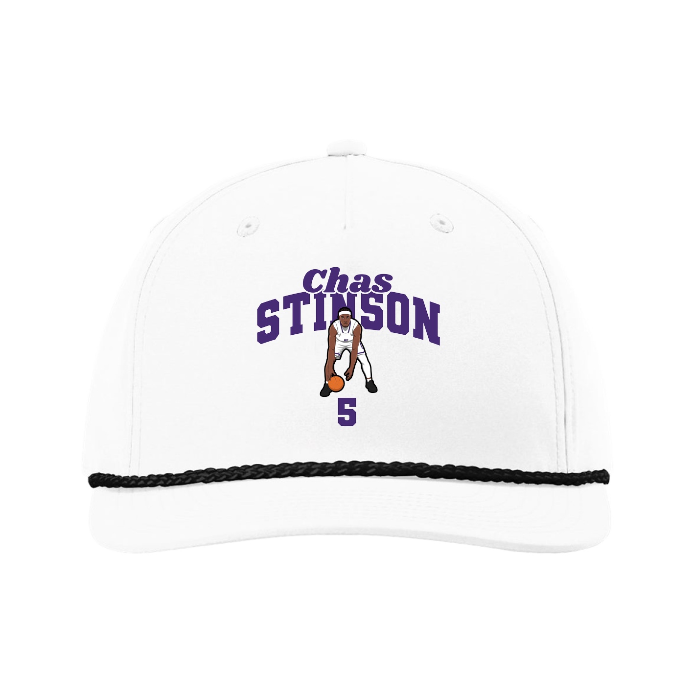 Five-Panel Classic Rope Cap — Signature Arch in White