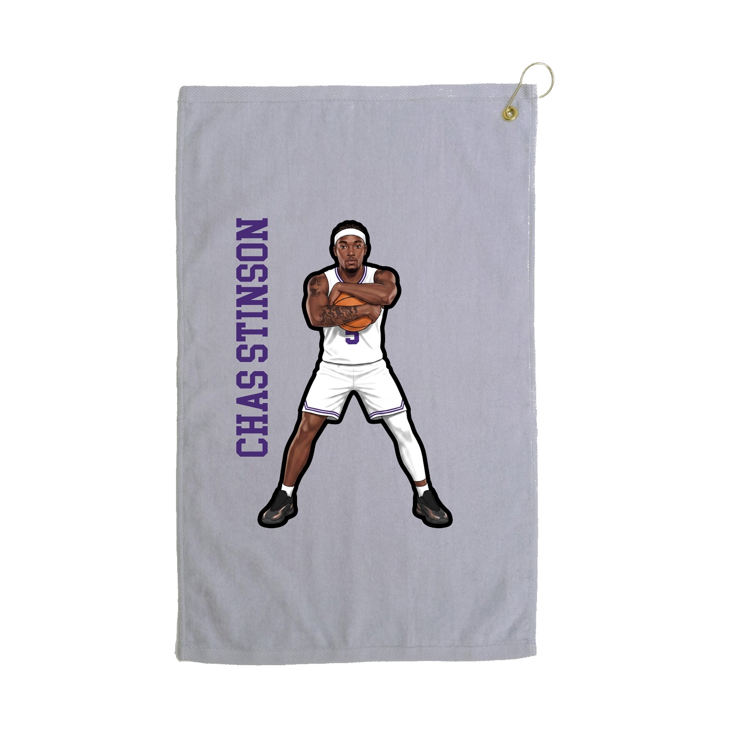 Golf Towel — Name Vertical in Grey
