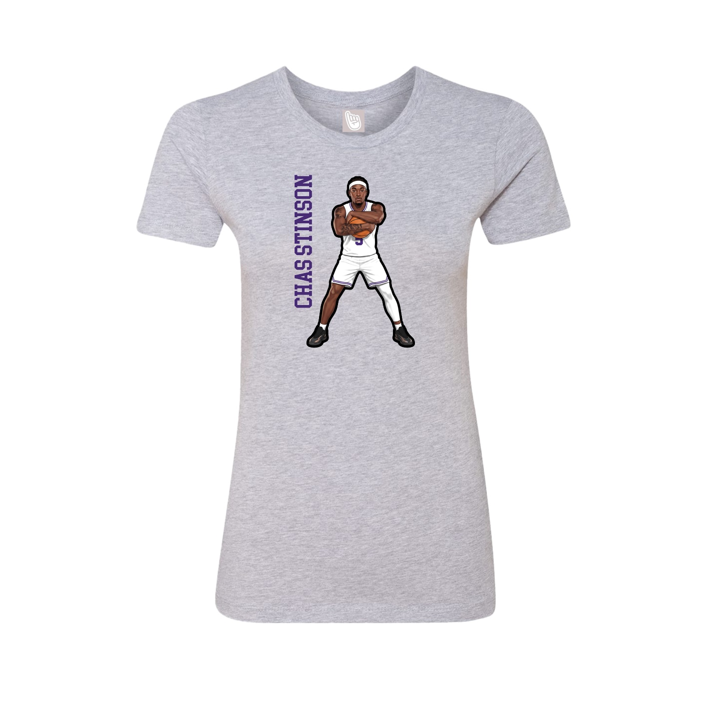 Fitted Women's Tee — Name Vertical in Grey