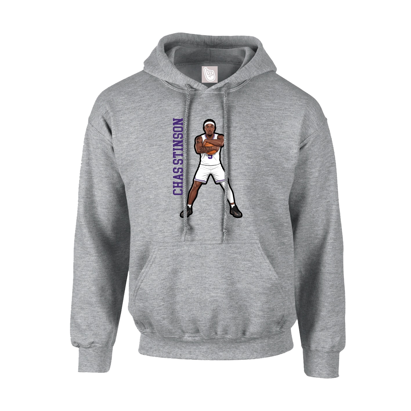 Youth Hoodie — Name Vertical in Grey