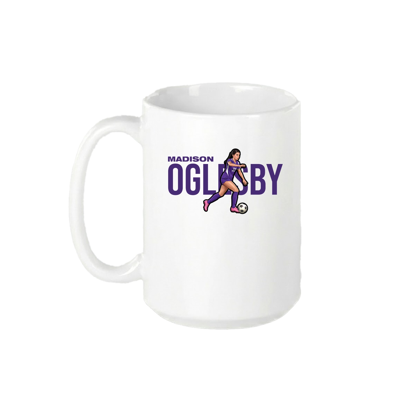 15oz Coffee Mug — Player Name in White