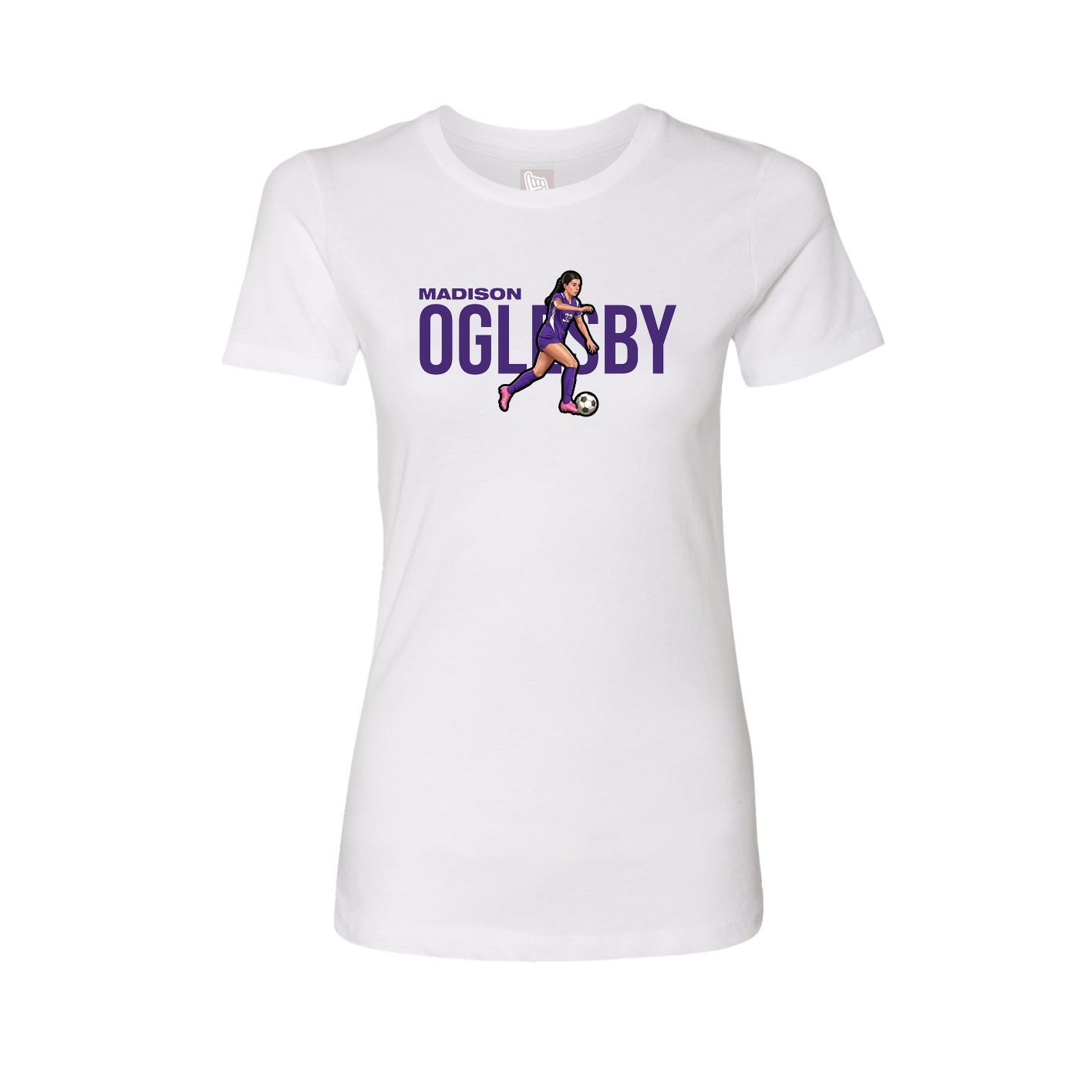 Fitted Women's Tee — Player Name in White